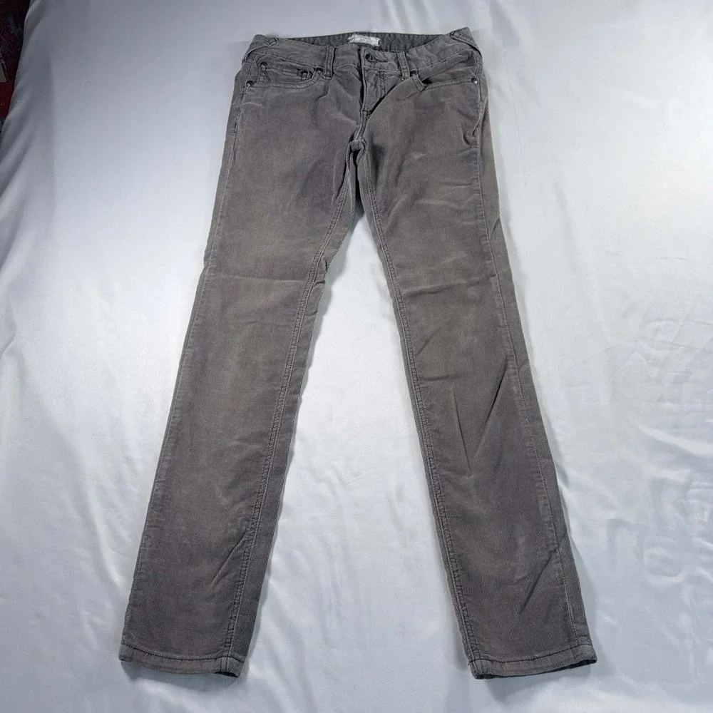 Free People Gray Corduroy Skinny Pants Womens W29 30x30.5 Low Rise Slim Fit